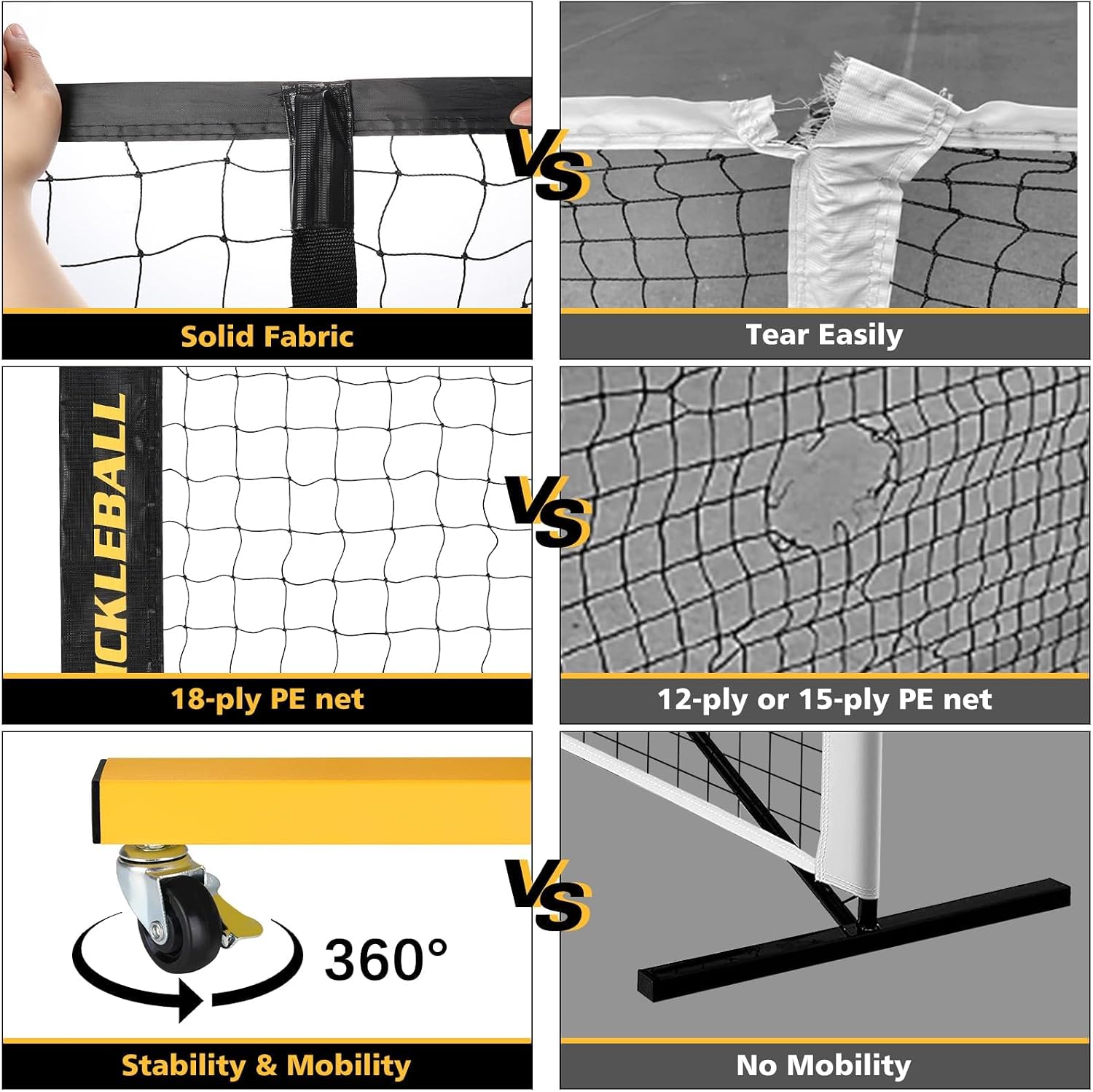 Detalle de Portable Pickleball Net Set with Wheels 22 ft