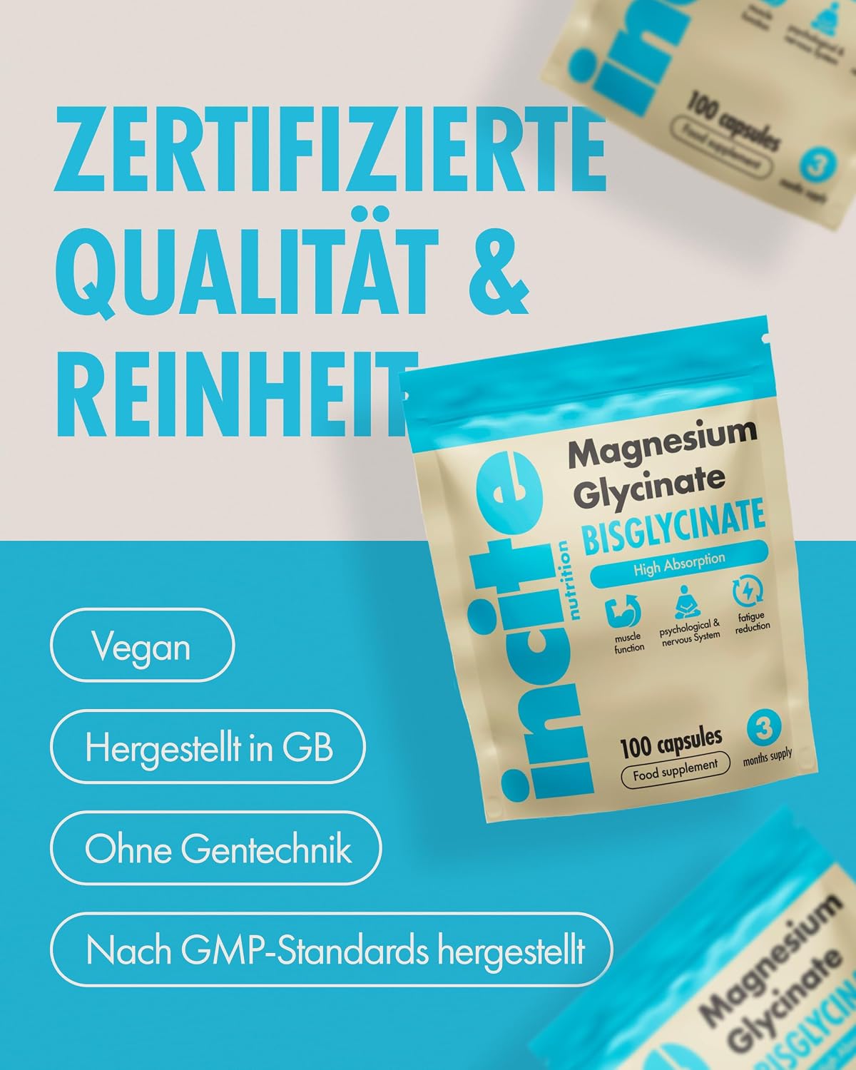Thumbnail 4 de Incite Nutrition Magnesium Glycinat 500 mg 100 Tabletten
