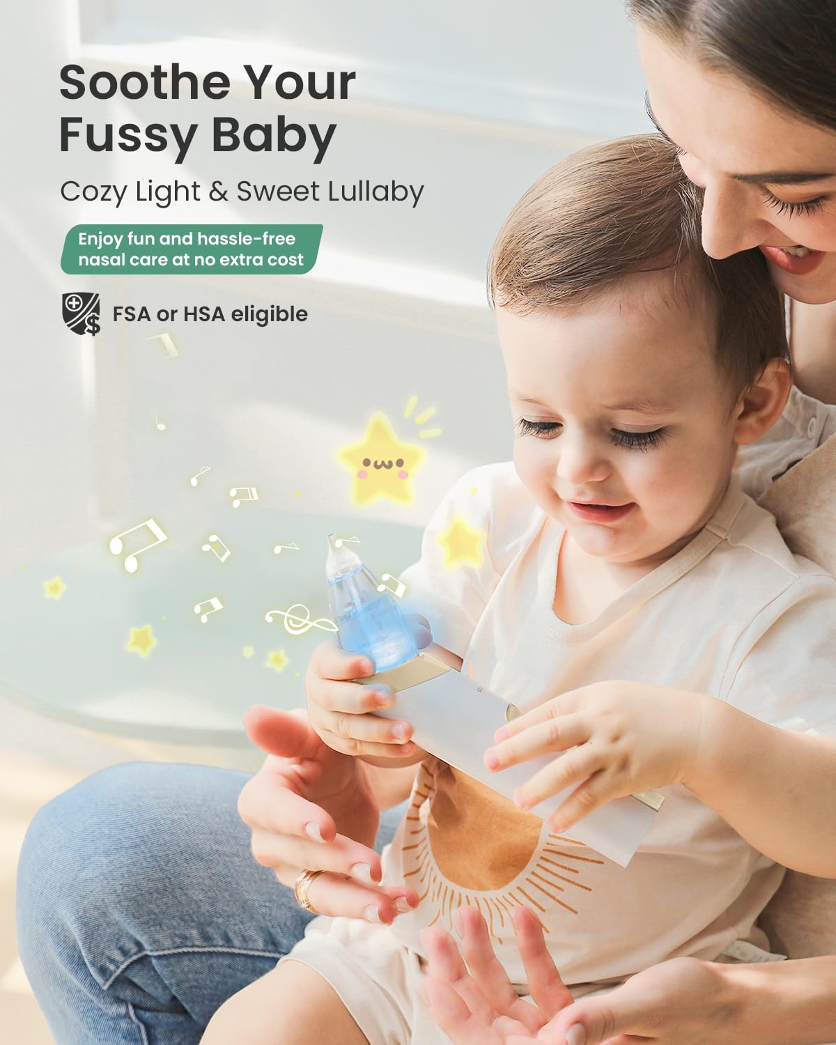 Thumbnail 3 de GROWNSY Electric Nasal Aspirator for Baby (Rechargeable, Light & Music) – Beige