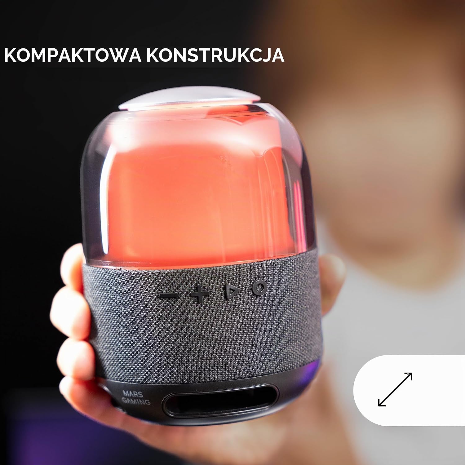 Detalle 2 de Mars Gaming MS-FLOW – przenośny głośnik Bluetooth 15 W z RGB 360° i MicroSD