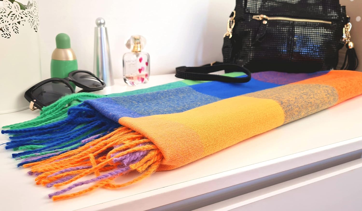 Detalle de GLORIS Schal warm XXL – warmer kariertes Schal-Design aus Polyester im Kaschmir-Look