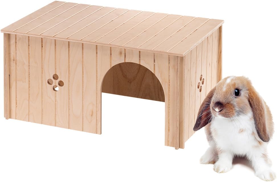 Ferplast Maison en Bois pour Lapins, Cochons d’Inde et Hamsters Maxi – Bois FSC, Montage sans outils