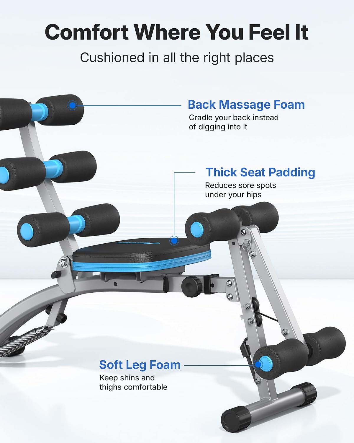 Detalle 2 de MERACH Adjustable Ab Machine with 4 Length Settings and 300 lb Capacity