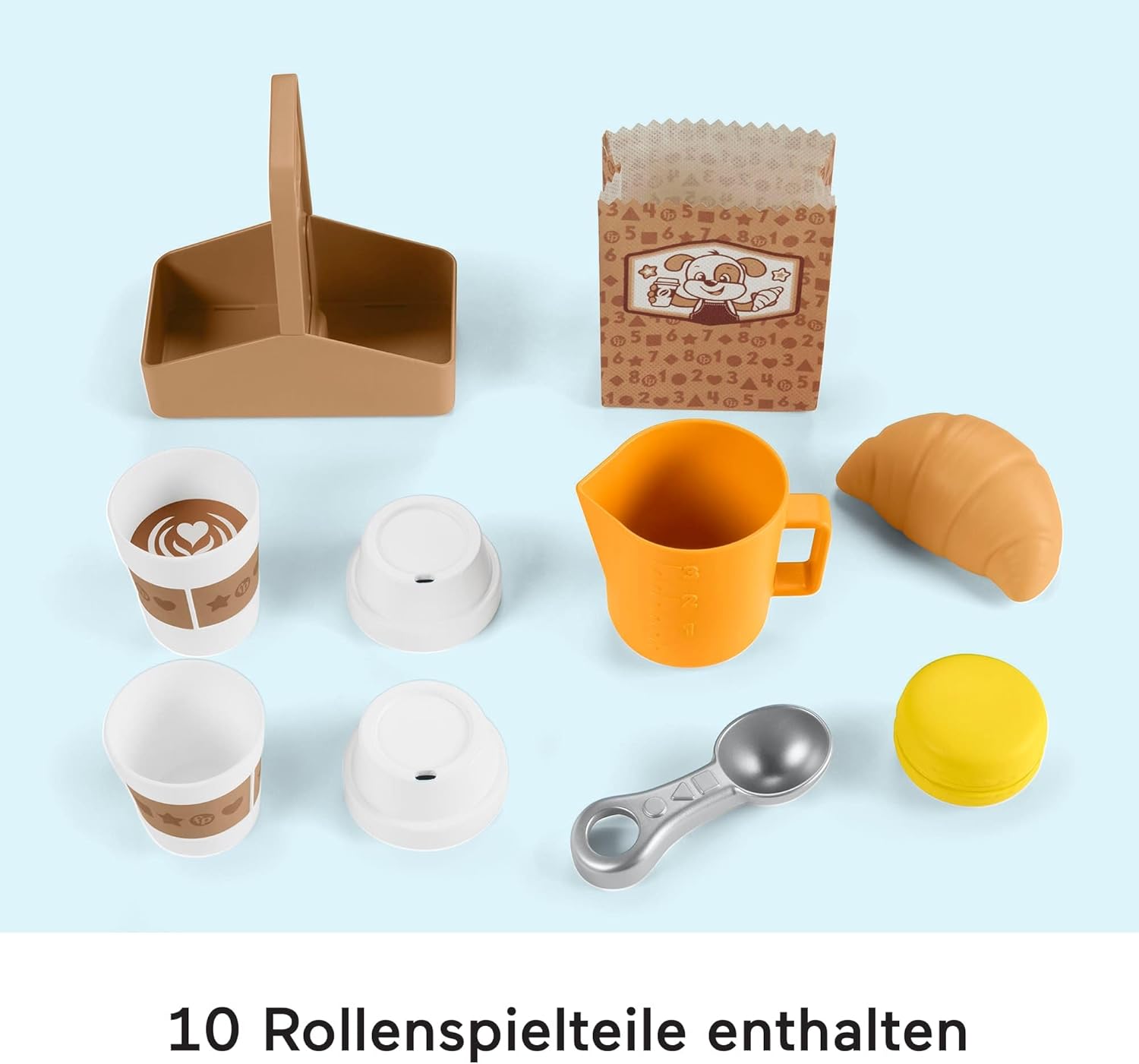 Thumbnail 4 de Fisher-Price Kleinkinderspielzeug „Mein Barista-Set“ (HYR98) mit Lernstufen und 10 Teilen ab 18 Monaten