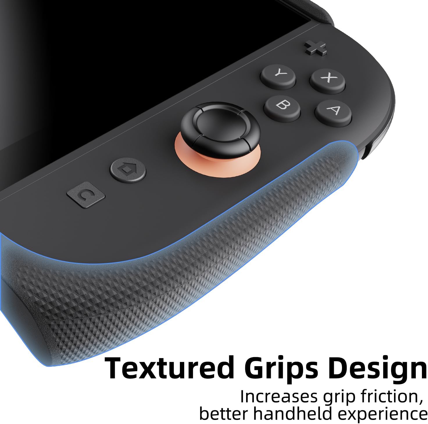 Detalle 2 de Savage Raven StandGrip Front Cover Bundle für Nintendo Switch 2 – Hard-Shell Front Cover Smoky Black + StandGrip Textured Grips