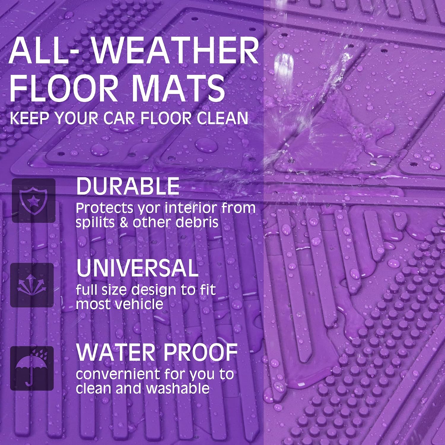 Thumbnail 6 de CAR PASS Heavy Duty Rubber Floor Mats
