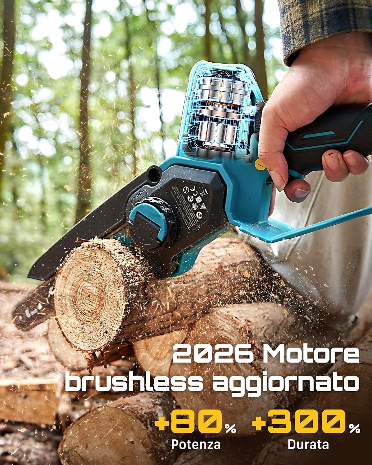 Thumbnail 2 de SEESII 6 & 8 Mini Motosega Elettrica da Potatura 1000 W – 2-in-1 con lama da 6" e 8
