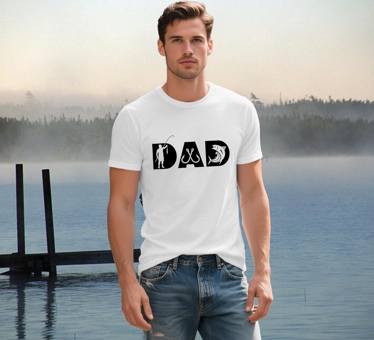 Detalle de Qskall Fishing Dad T Shirt for Men