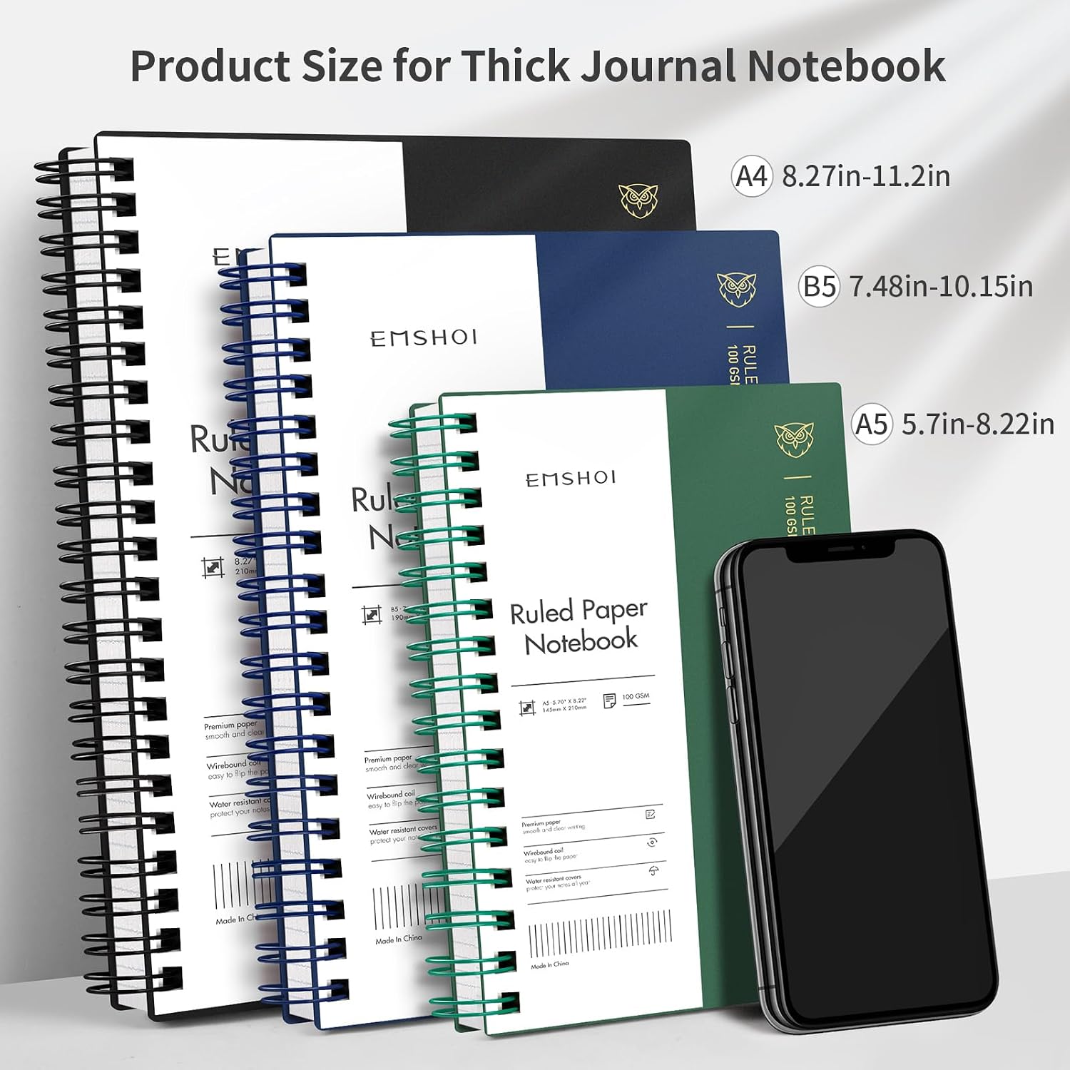Thumbnail 3 de EMSHOI A4 Notebook College Ruled – Spiral, 300 Pages, PVC Cover, 21.5x27.9cm, Blue