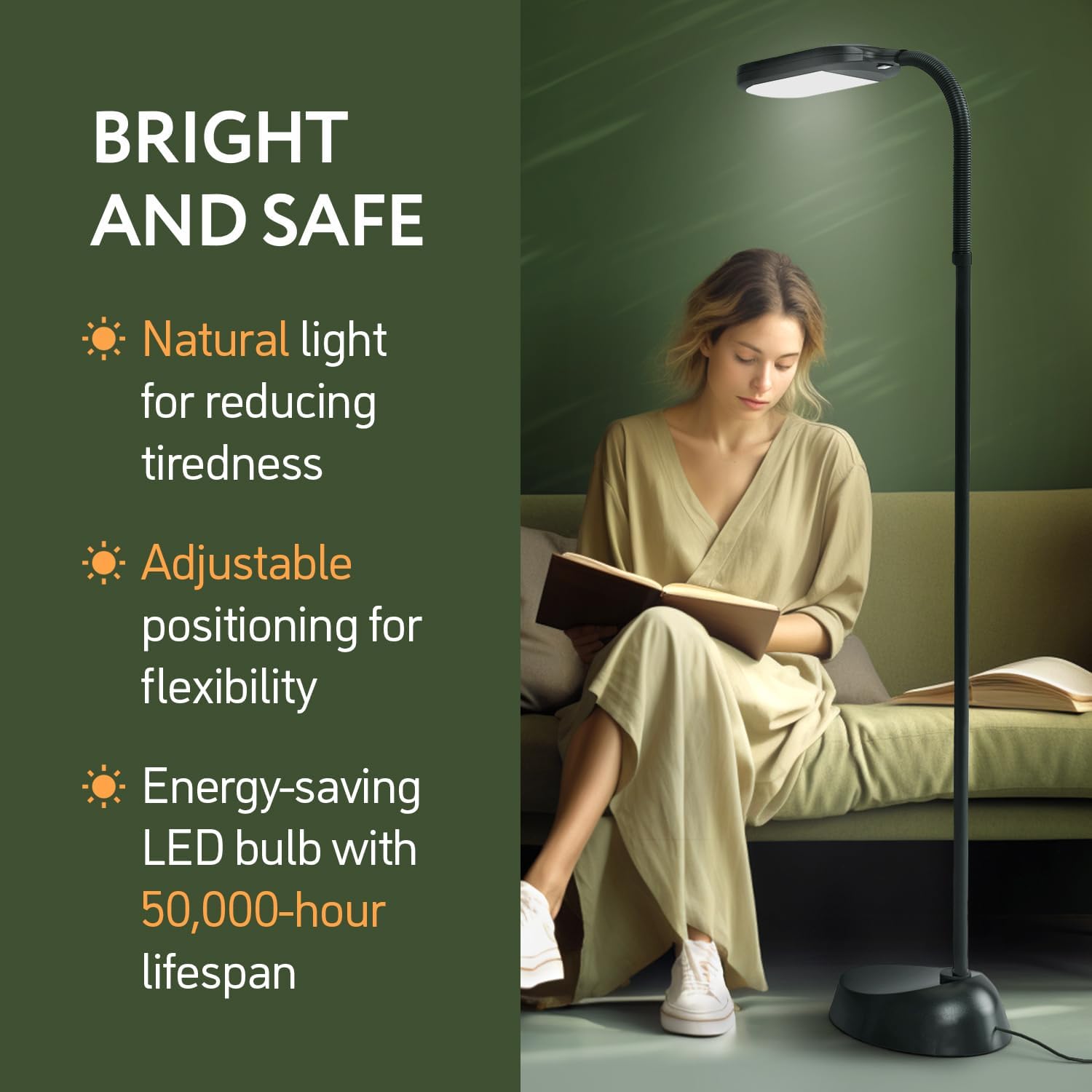 Detalle 2 de Kenley Daylight Lamp 12W adjustable brightness floor lamp