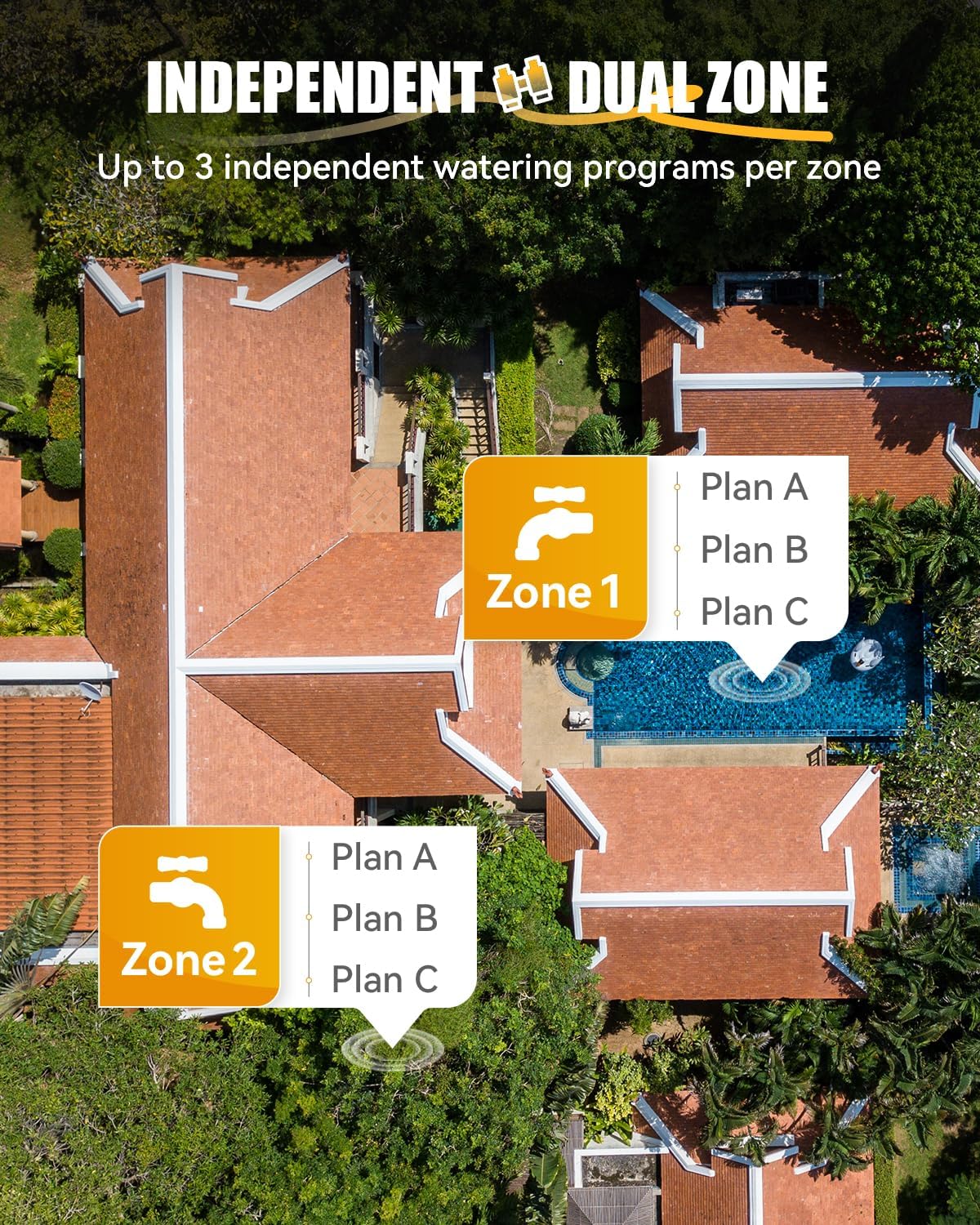 Thumbnail 4 de RAINPOINT Bewässerungscomputer WLAN 2 Ausgänge – Messing-Einlass/Auslass, intelligenter Wassertimer für Gartenschlauch