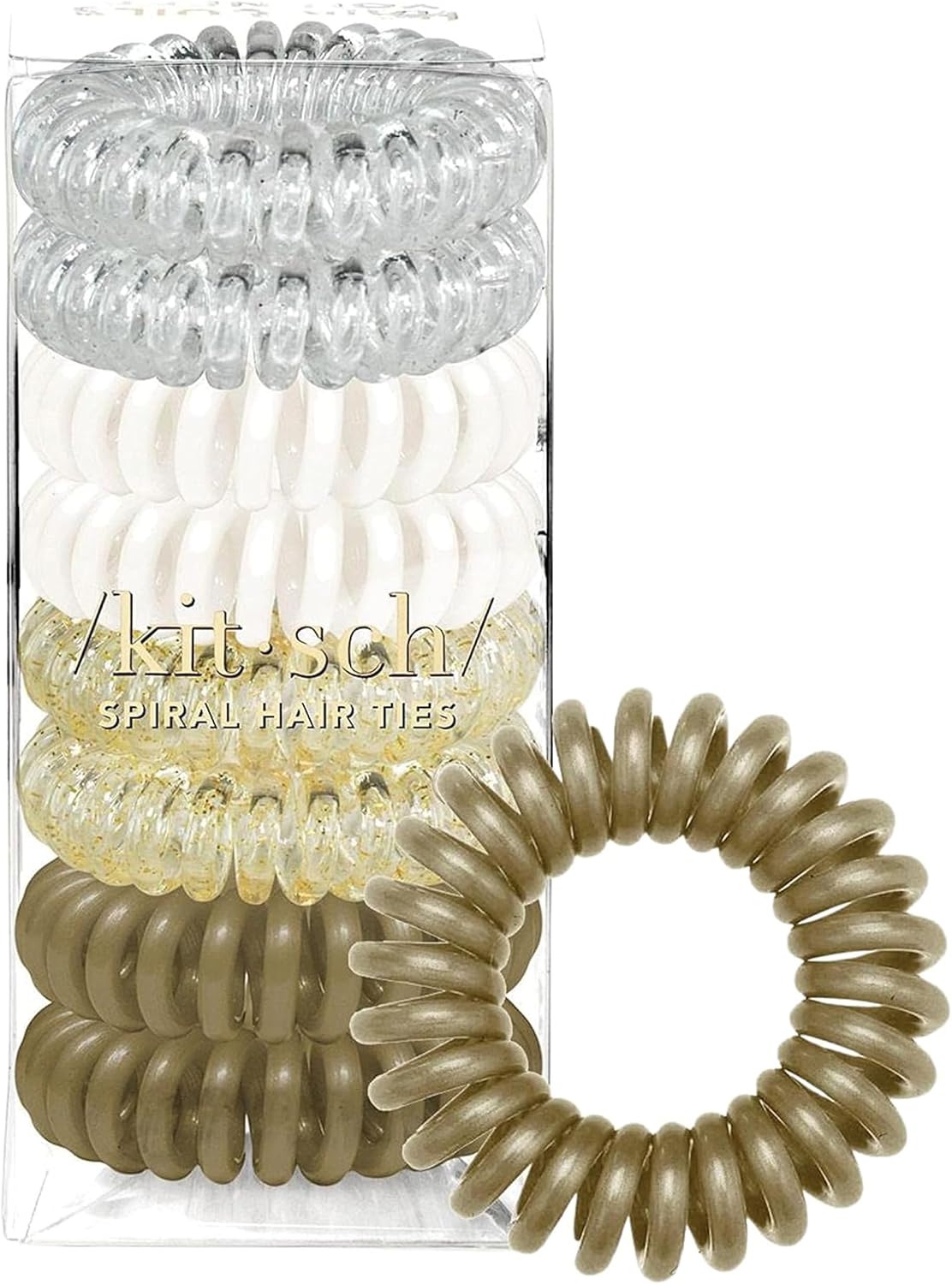 Detalle de Kitsch Spiral Hair Ties, 8-piece pack