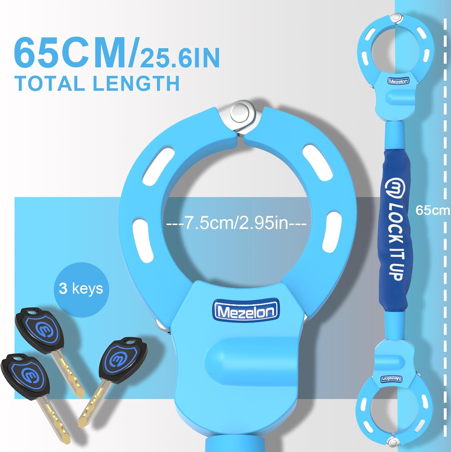 Thumbnail 1 de Mezelon E Scooter Schloss 8mm | Handschellen-Design, Hochsicherheit für E-Scooter, Fahrrad, Motorrad