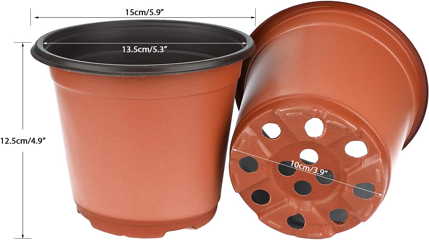 Detalle 2 de KINGLAKE plastic plant pots 15 cm, 50 pack