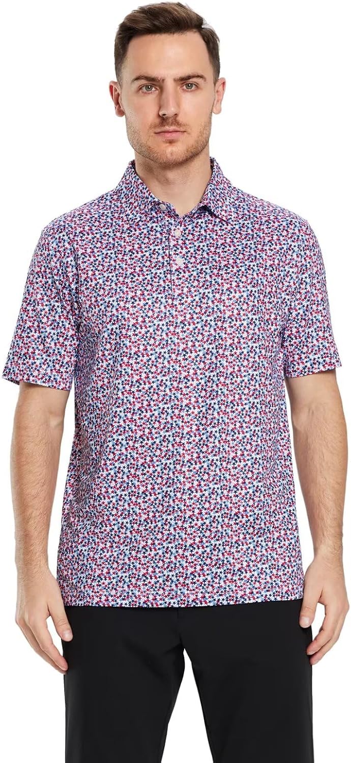 Thumbnail 1 de Golf Shirts for Men Dry Fit Short Sleeve Print Performance Moisture Wicking Polo Shirt