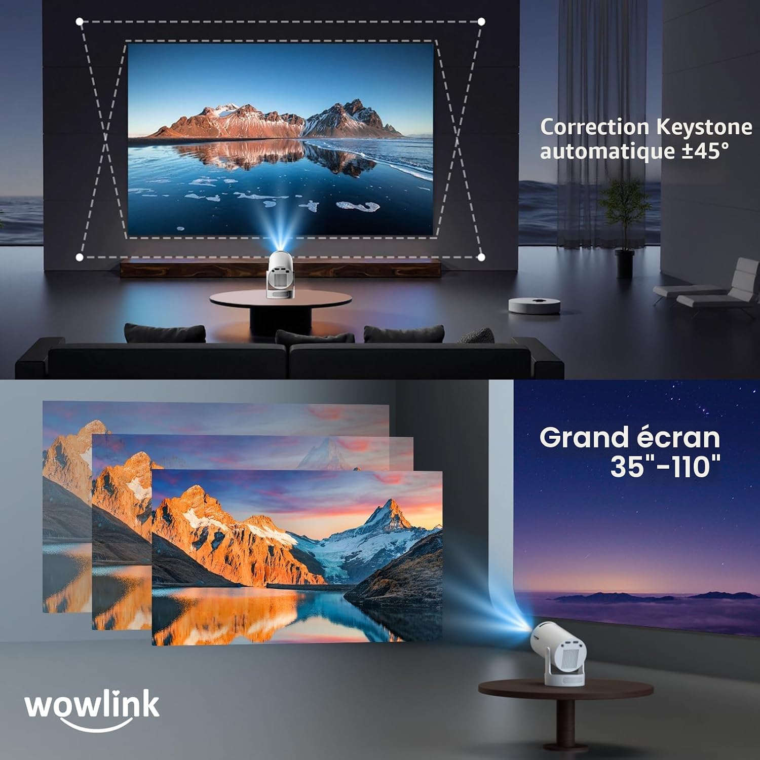 Detalle de Wowlink W210: Vidéoprojecteur portable avec WiFi 6, Bluetooth et Apps intégrées
