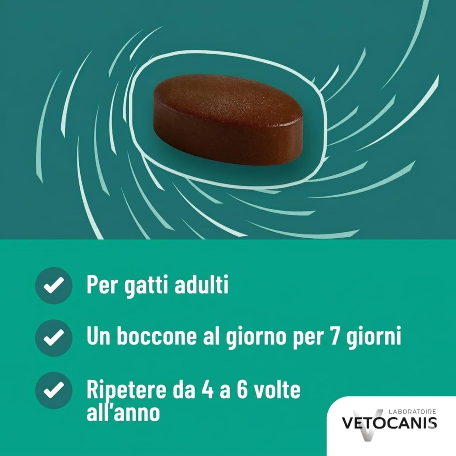 Detalle de Vetocanis Ô Naturel Bocconcini anti vermi per gatto – Snacking purificante a base di terra di Diatomee e zucca