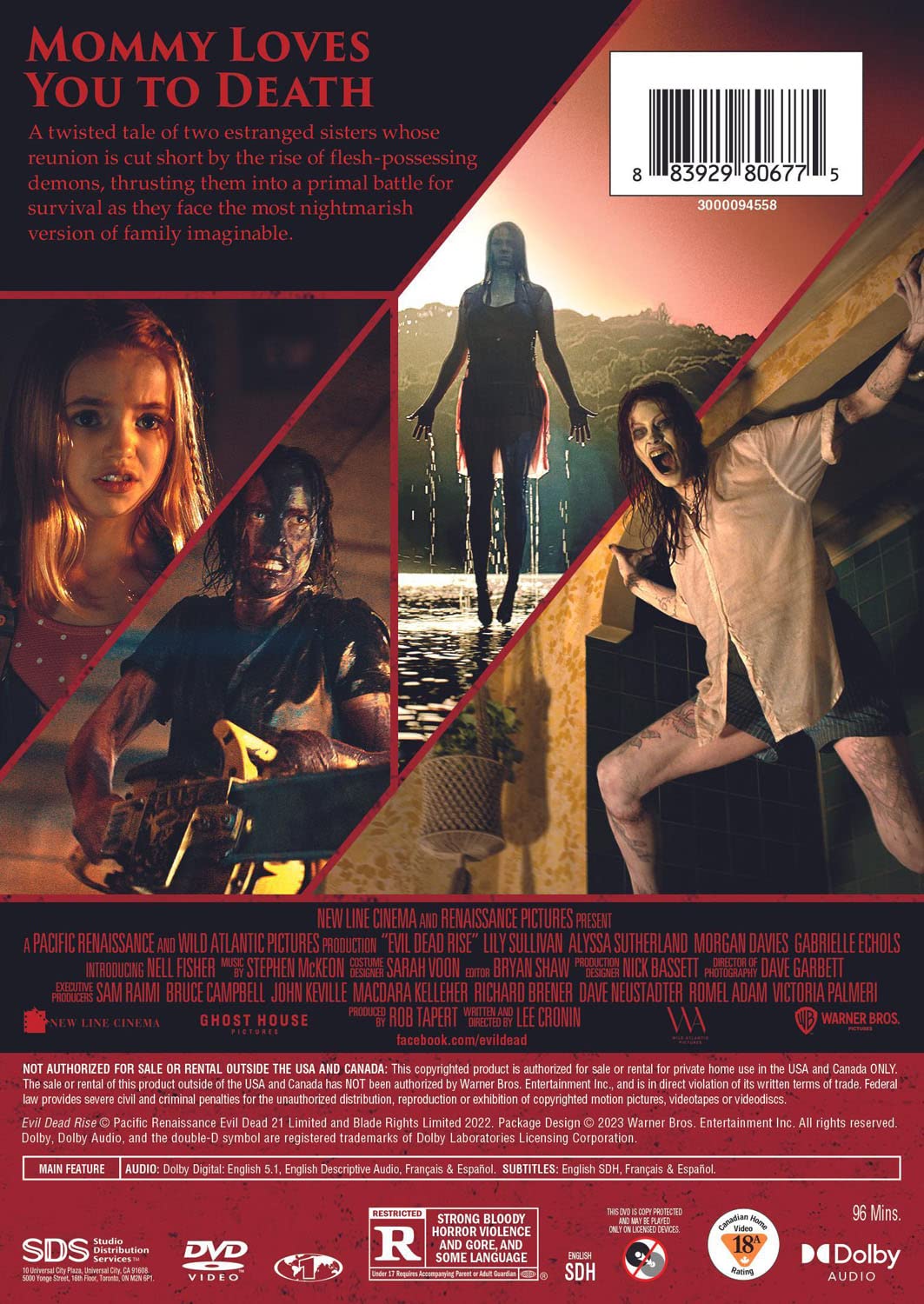 Detalle de Evil Dead Rise US-DVD516-soft62 DVD, NTSC Horror Film with English and Spanish Subtitles