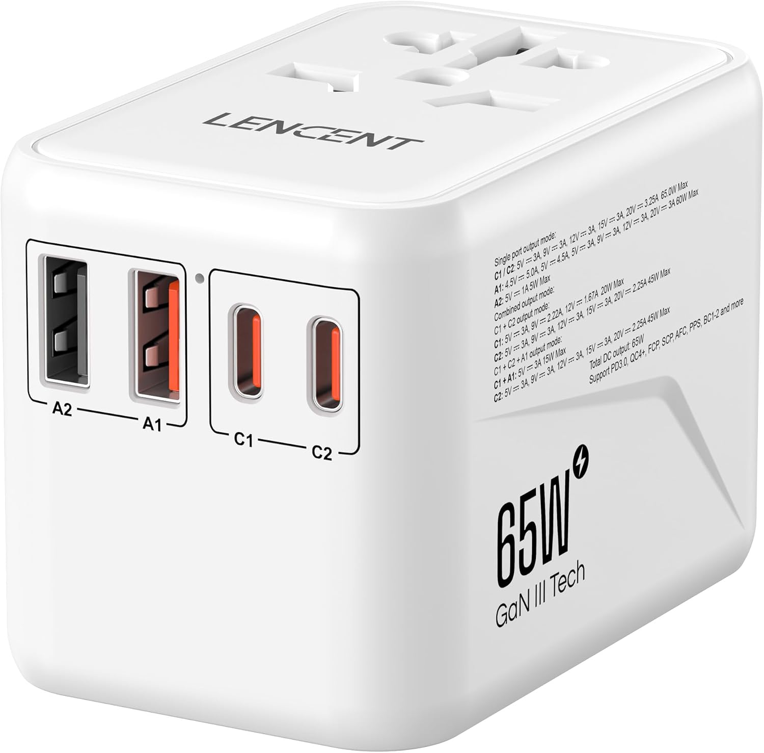 Detalle de LENCENT Reiseadapter GaN3 65W