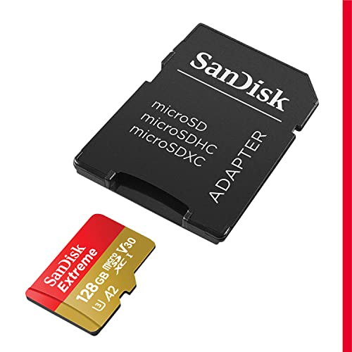 Detalle de SanDisk Extreme 128GB microSDXC + Adattatore SD: prestazioni elevate per foto, video 4K e app