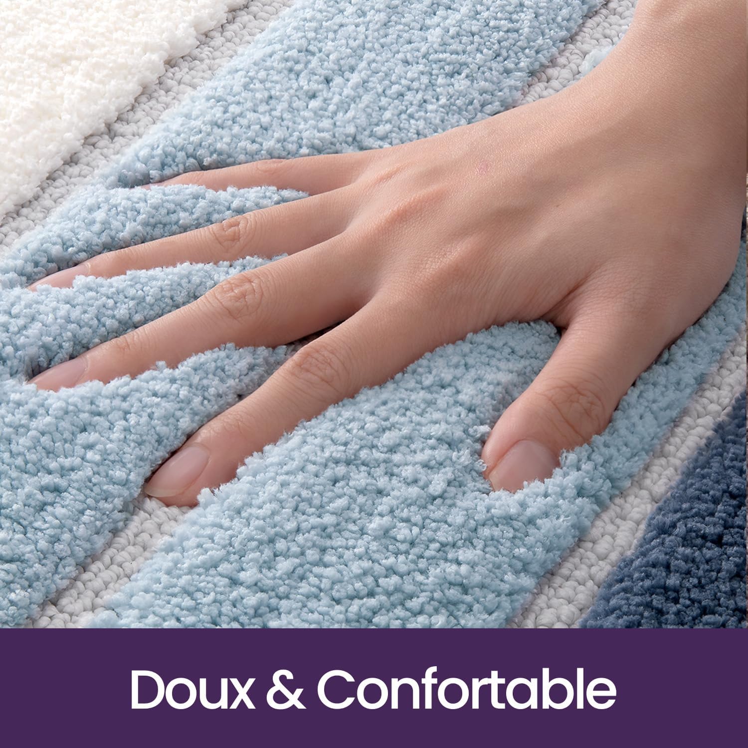 Thumbnail 2 de DEXI Tapis de salle de bain antidérapant 40 x 60 cm, extra doux, lavable en machine (bleu)