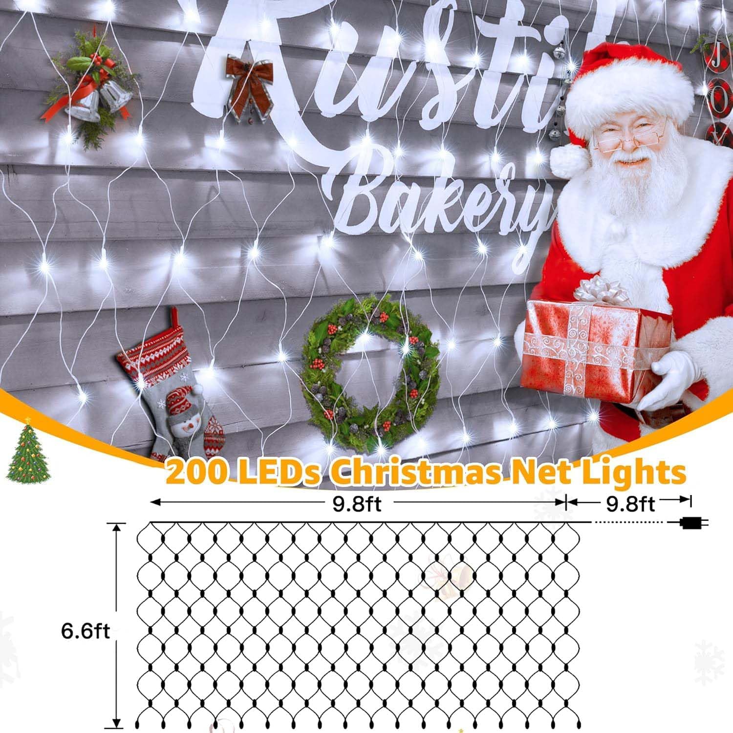 Detalle 2 de Joycome Rete luminosa da esterno Natale 3x2 m con 200 LED, spina e timer, IP65
