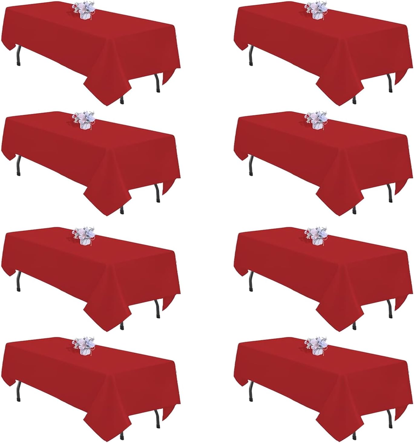 Detalle de pepmily 8-Pack Red Rectangle Tablecloths (60x126 Inch) for 8-Foot Tables