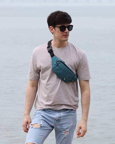 Detalle de WATERFLY Bauchtasche Damen/Herren – Sportliche Gürteltasche Klein mit 4 Innentaschen, verstellbar 40–125 cm