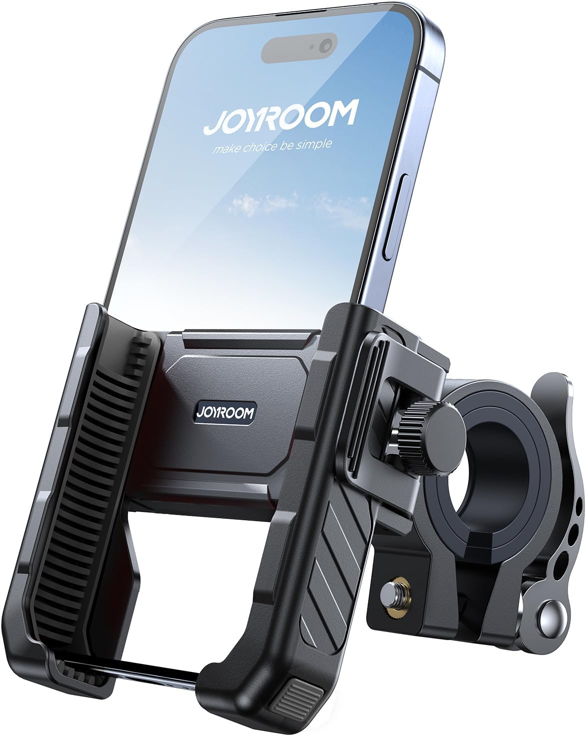 Detalle de JOYROOM 2026 Porta Cellulare Moto con supporto antiscivolo e antiurto, morsetto universale per manubrio 15–40 mm (smartphone 4,7–7,0")