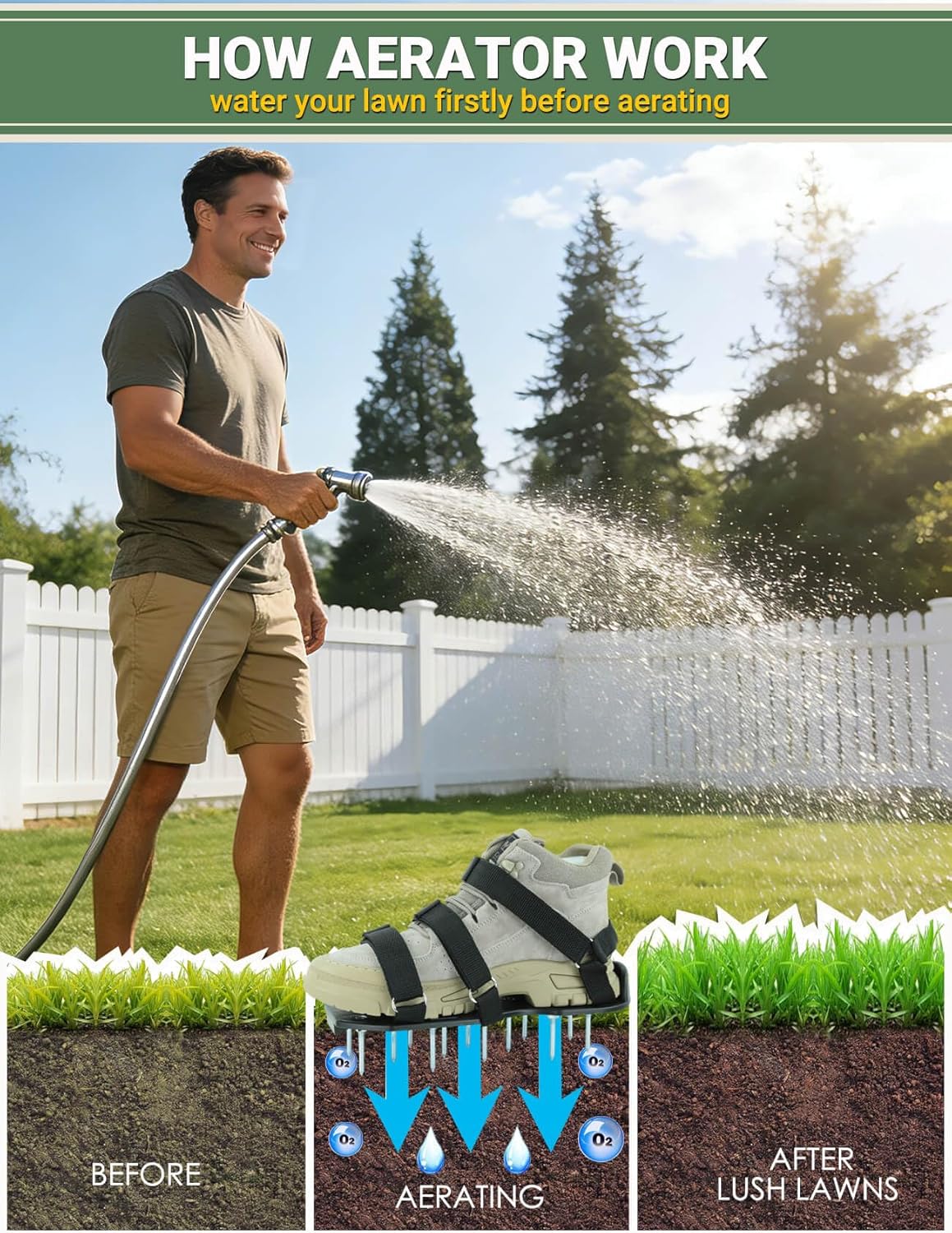 Detalle 2 de Lawn Aerator Shoes for Grass — Pre-Assembled, Heavy-Duty Spiked Sandals with Dual-Strap Fit
