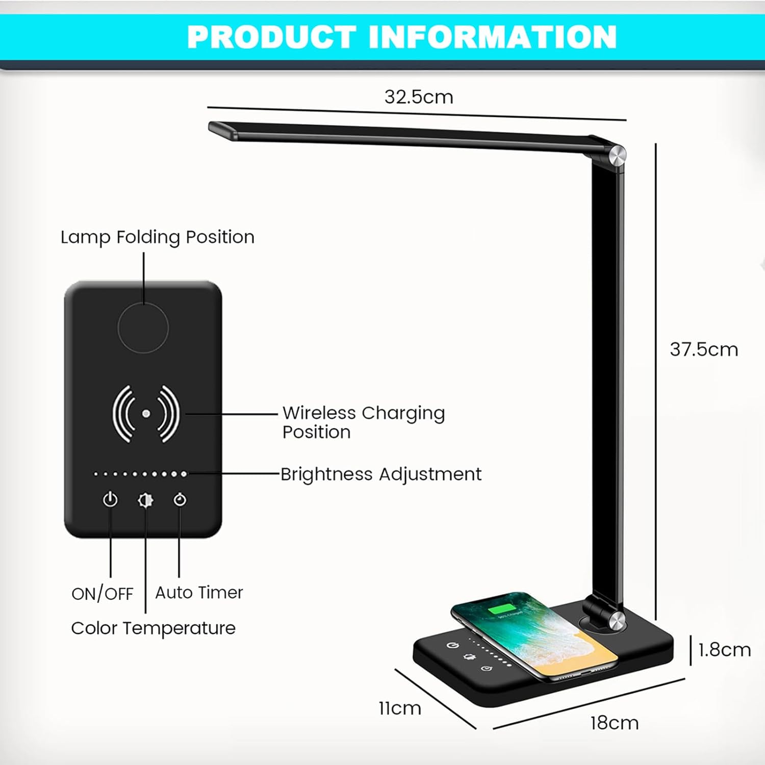 Thumbnail 4 de BIENSER LED Desk Lamp 10-level dimmable with wireless charger