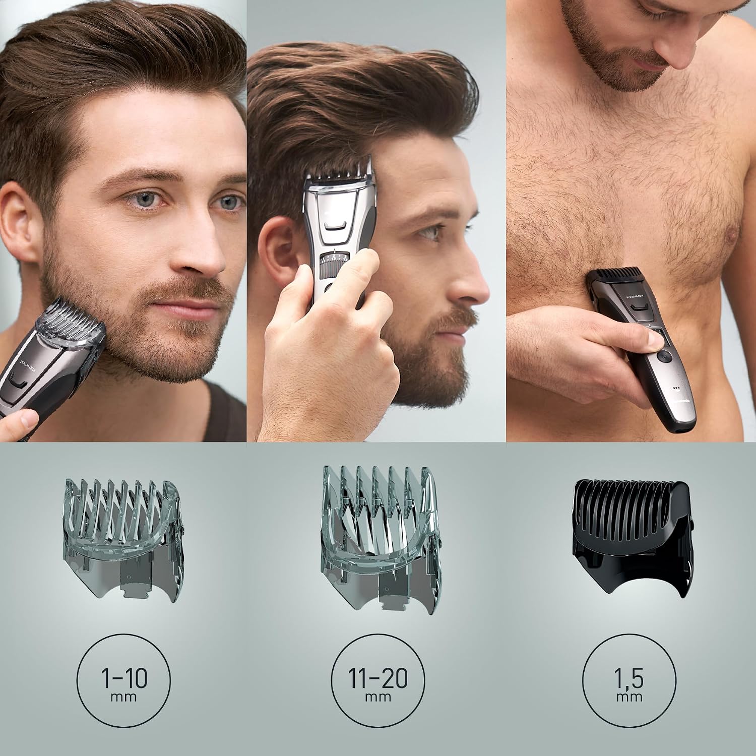 Detalle de Panasonic ER-GB80-H503 regolabarba cordless e con filo impermeabile con 39 lunghezze e 3 accessori