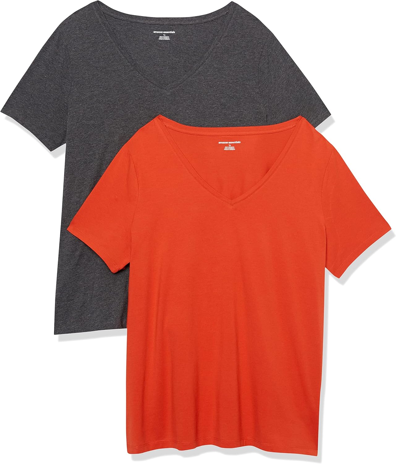 Detalle de Amazon Essentials Women's Plus Size Short-Sleeve V-Neck T-Shirt