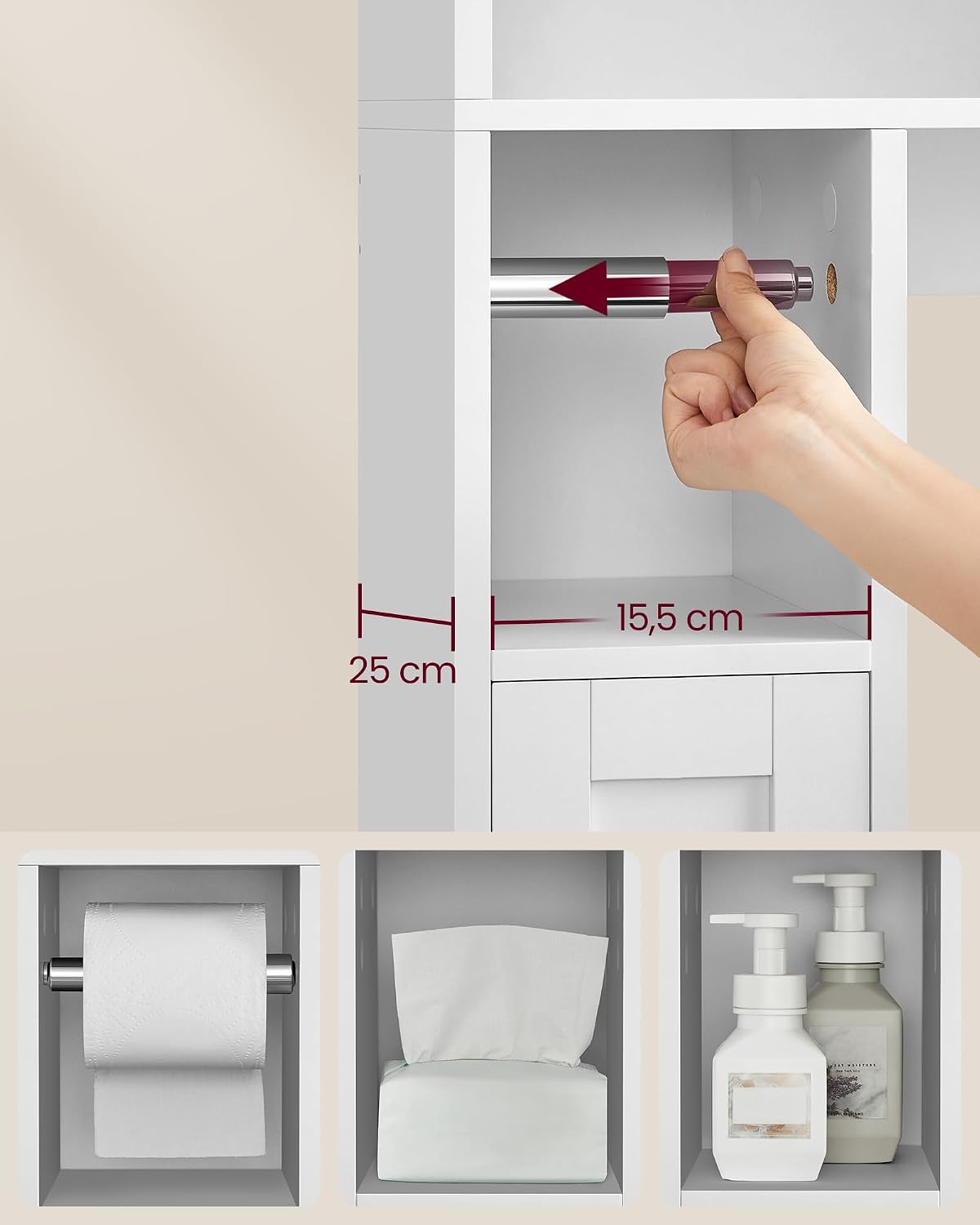 Thumbnail 5 de VASAGLE Siren Collection BTS018W01 Over-Toilet Shelf, 83 x 25 x 170 cm