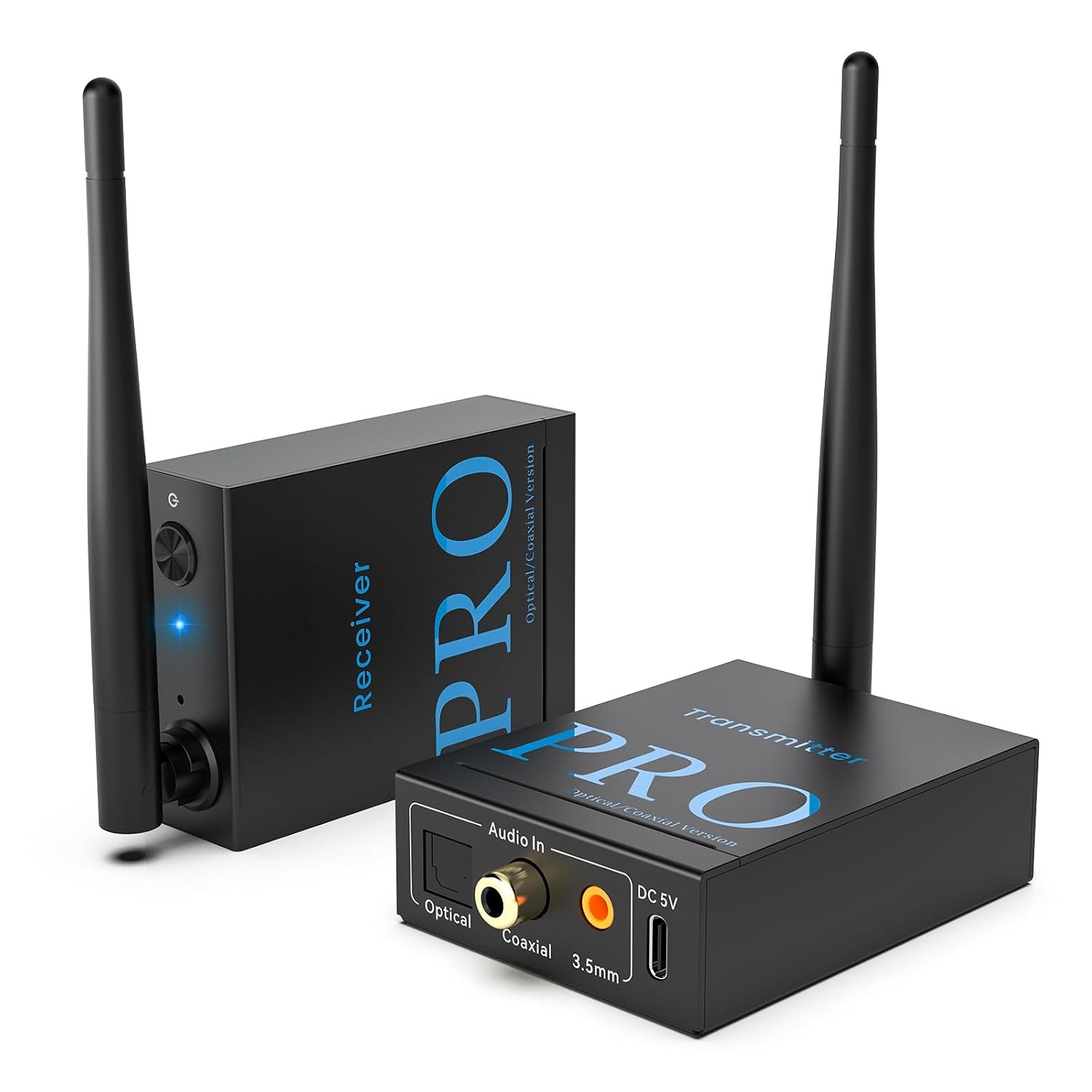 Detalle de 1Mii 1 TX + 1 RX drahtloser Audio Sender & Empfänger (2,4 GHz) für TV/PC zu Subwoofer, Aktivlautsprechern & Verstärkern