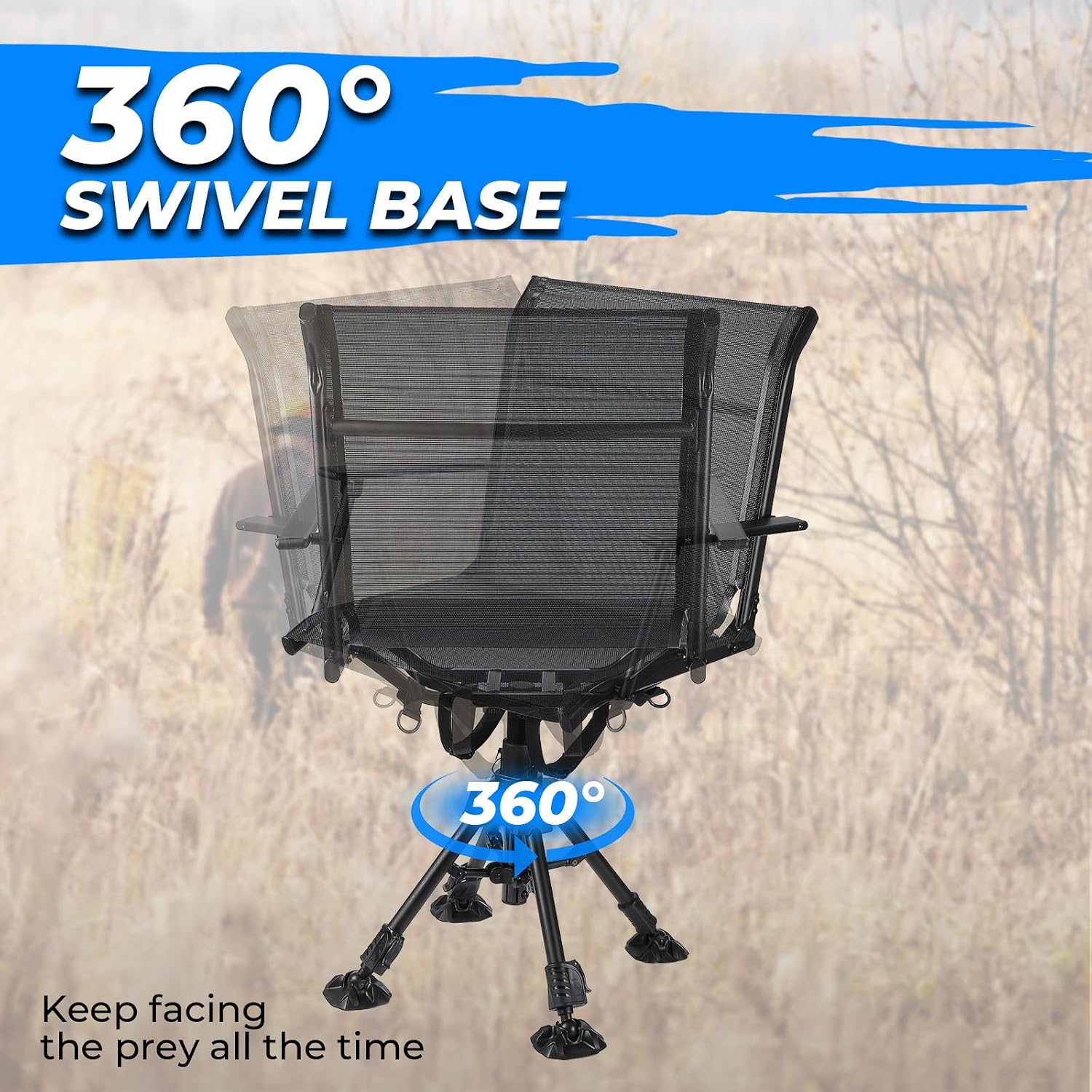 Thumbnail 2 de KEMIMOTO B1702-00301BK Hunting Blind Chair, 360° Swivel, Adjustable Height