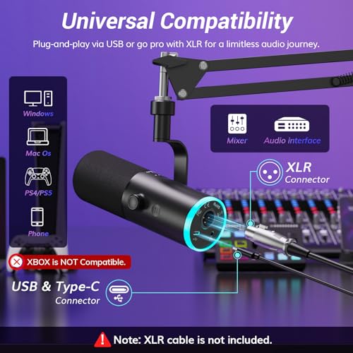 Thumbnail 6 de TONOR Dynamic Gaming Microphone XLR/USB Mic with AI Noise Cancellation