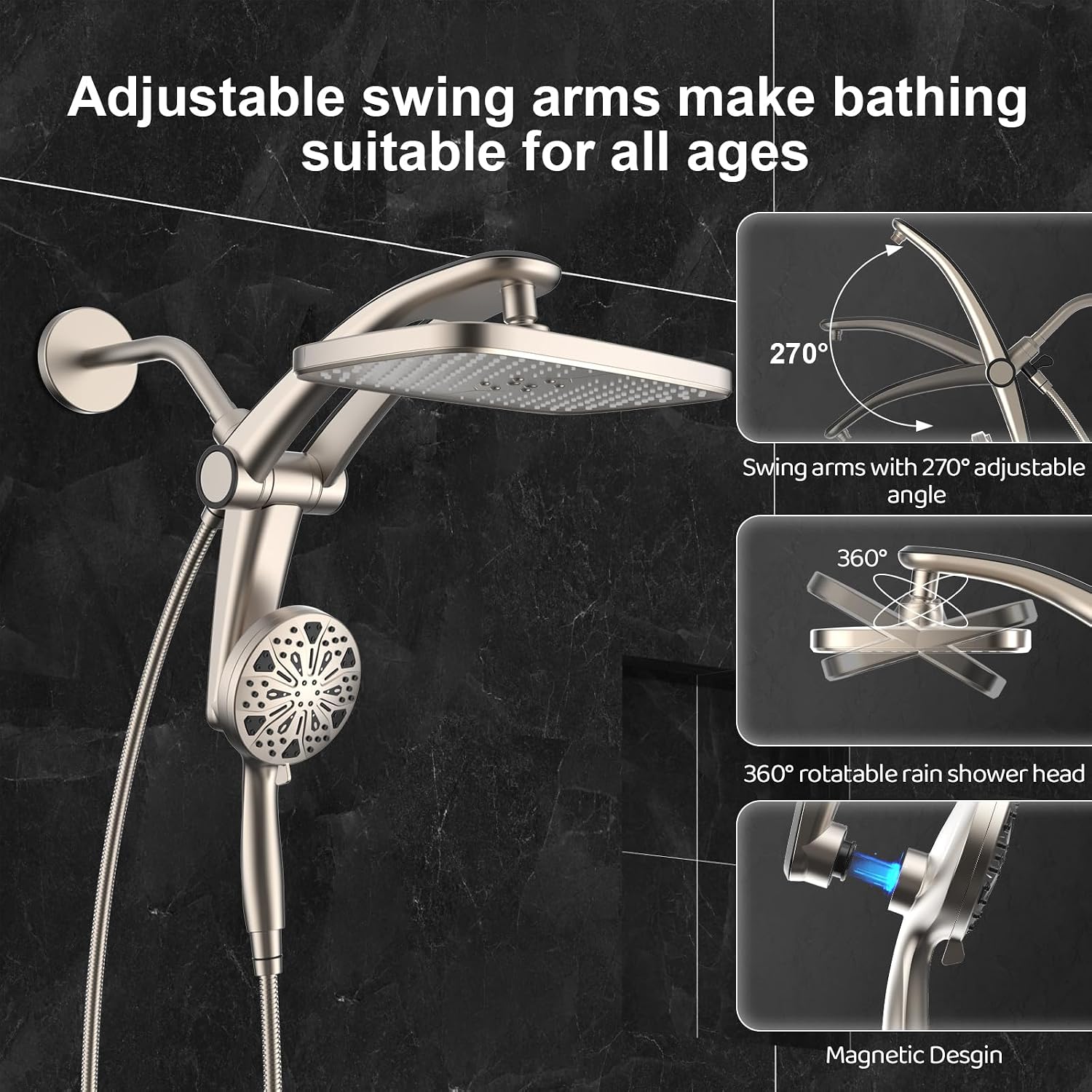Detalle 1 de Rain Shower Head Combo, 12-Inch