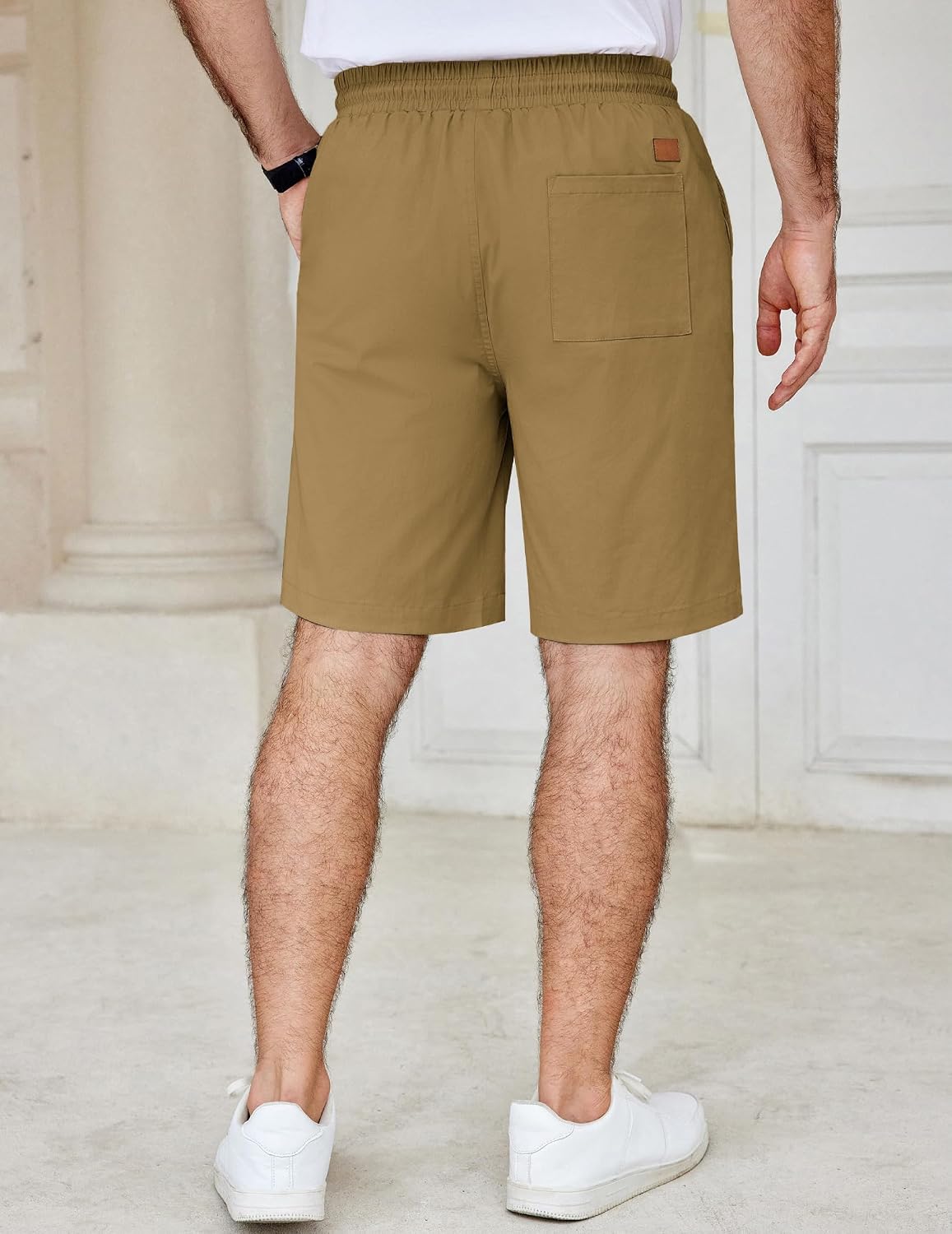 Detalle de COOFANDY Men's Casual Cotton Shorts with Elastic Waist and Drawstring
