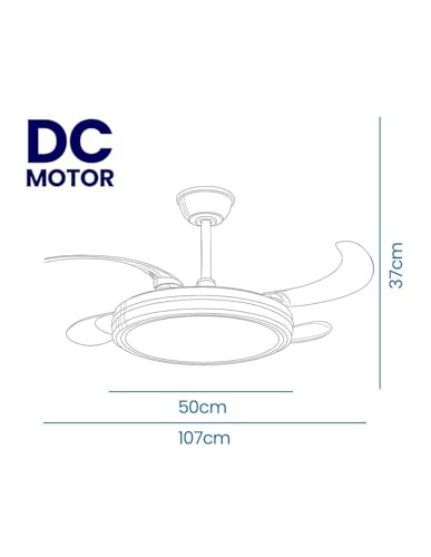 Detalle 2 de JARDIN202 - Ventilador de Techo con Aspas Retráctiles, Motor DC y Luz LED Regulable