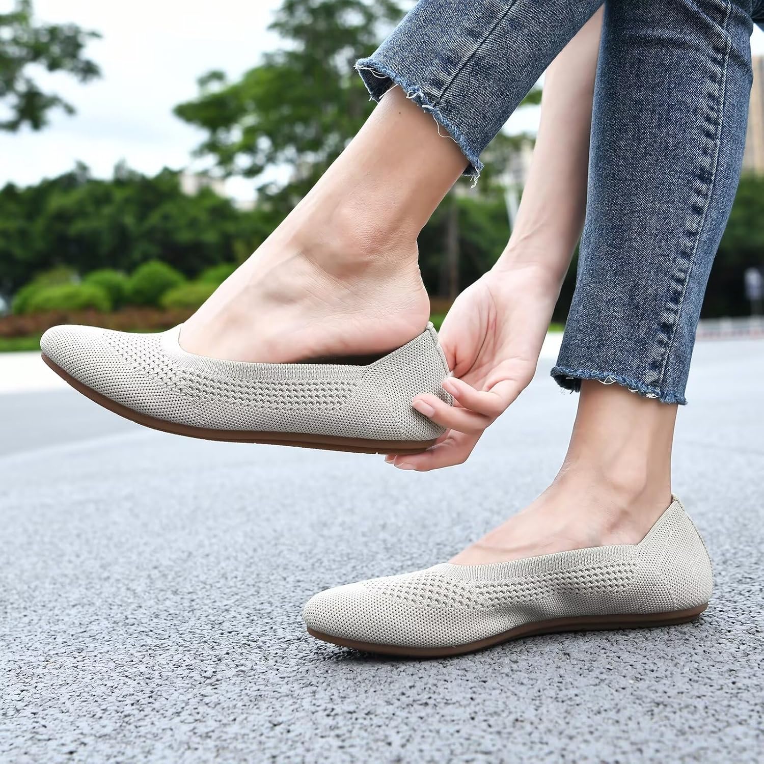 Thumbnail 6 de Puxowe Damen Strick-Ballerinas mit Rundkappe – bequeme Slip-On Schuhe für Spaziergänge