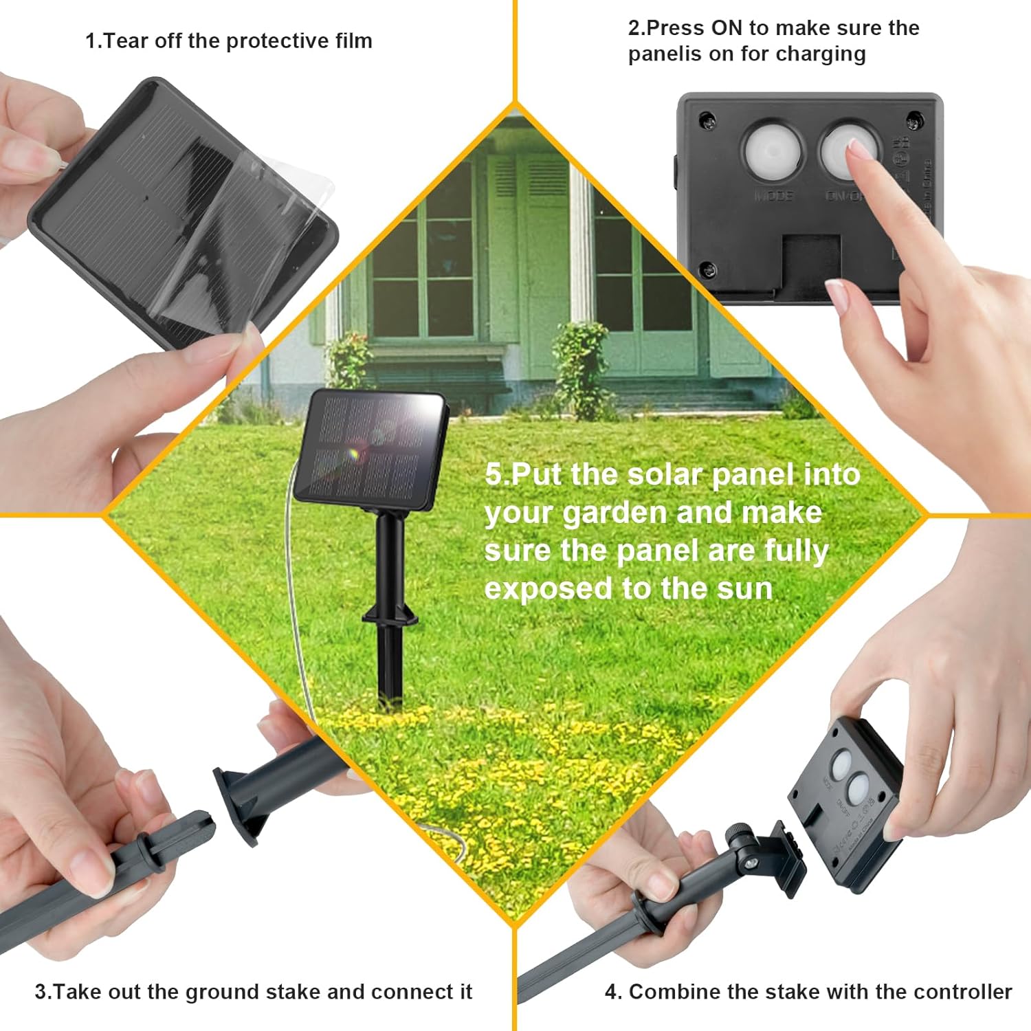 Thumbnail 6 de FFZZKJ solar garden lights (2-pack) with 240 LED glass bulbs, IP65 waterproof, blue copper-wire style