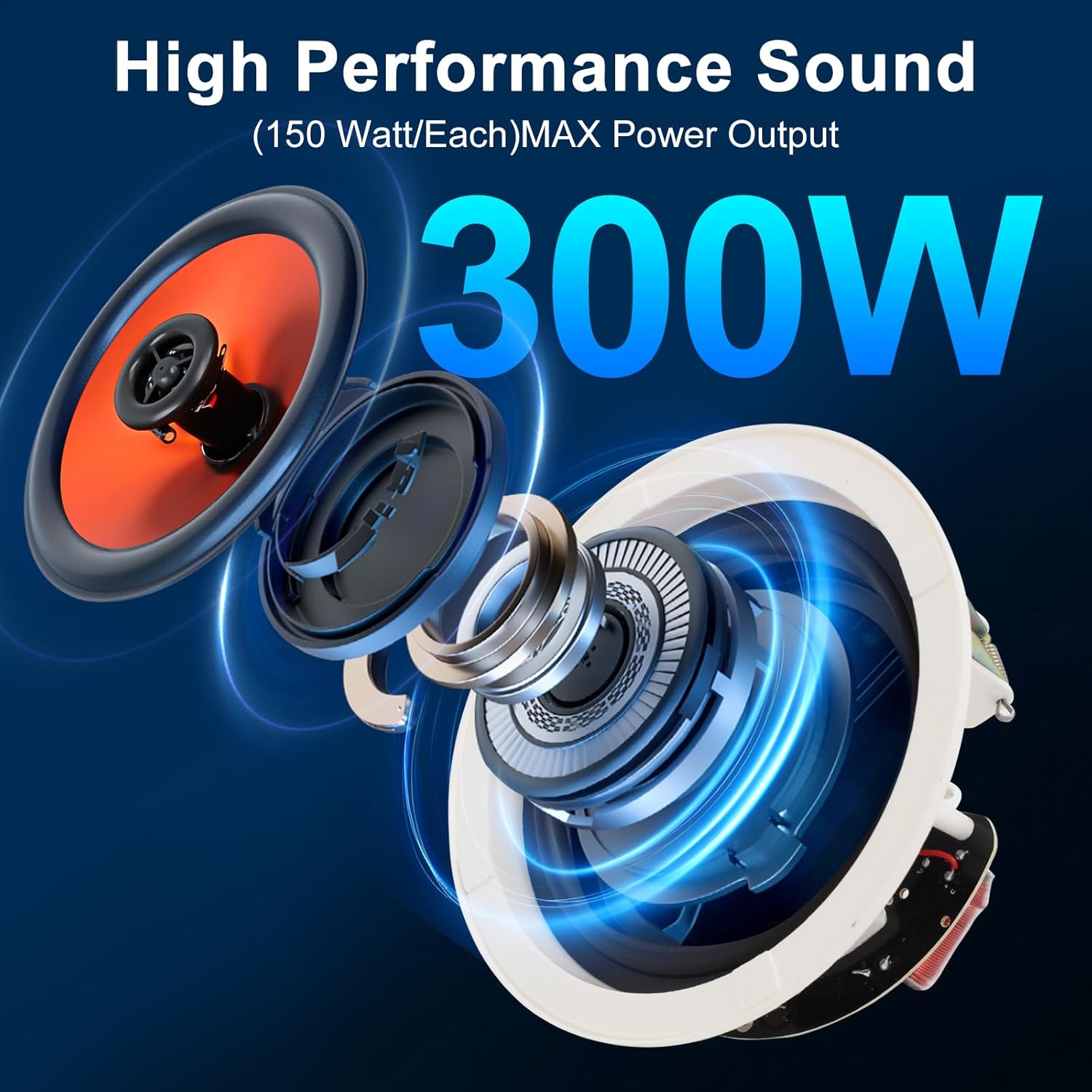 Detalle de STUDIOFINIX 6.5" 300W Bluetooth Ceiling Speakers (2-Pack)