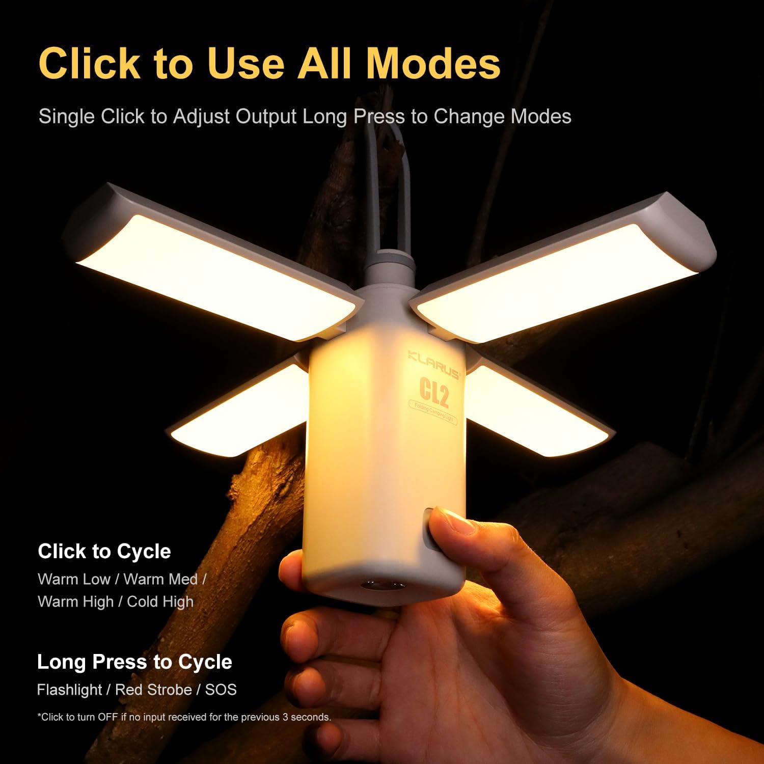 Detalle de KLARUS CL2 Lampe Camping Multifonctionnelle — Lanterne déformable 10000 mAh, 750 lumens