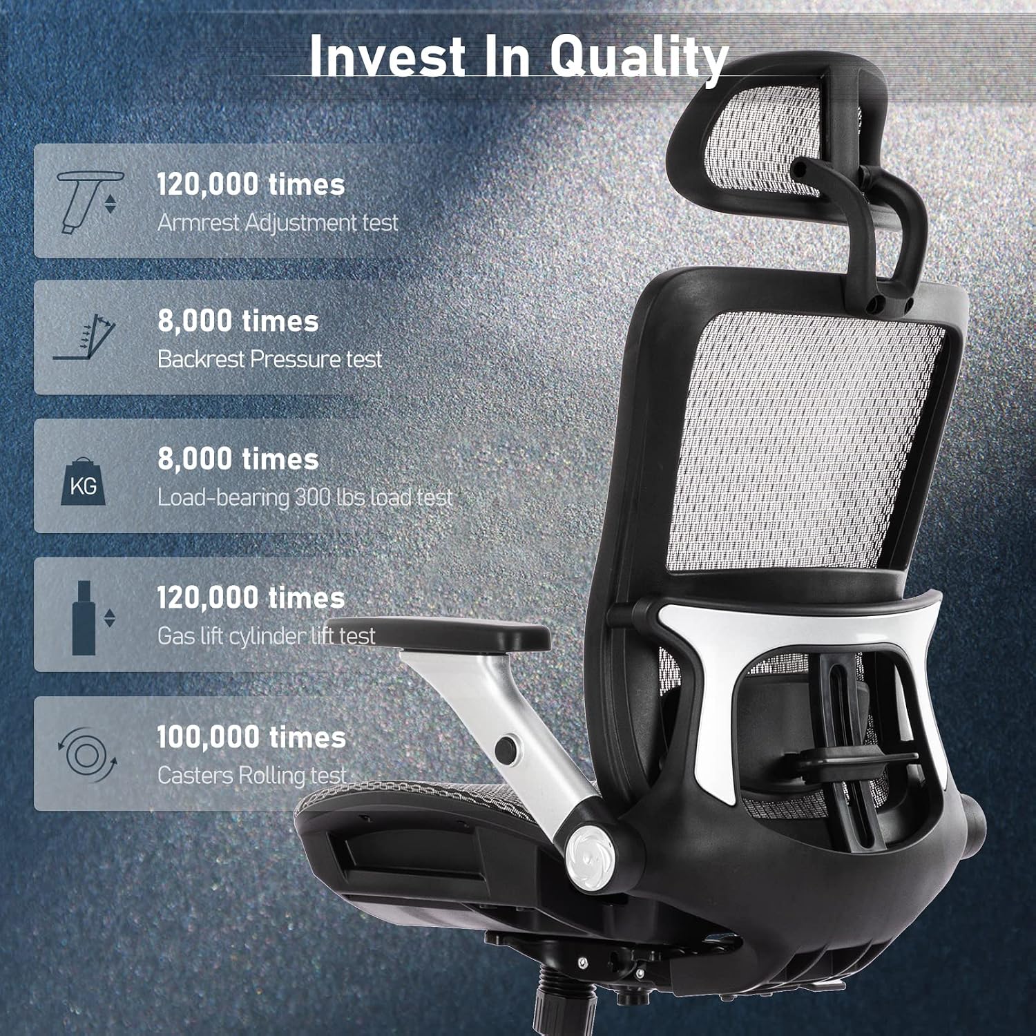 Detalle 1 de COLAMY 2577F Ergonomic Mesh Office Chair with Footrest and Adjustable Lumbar Support