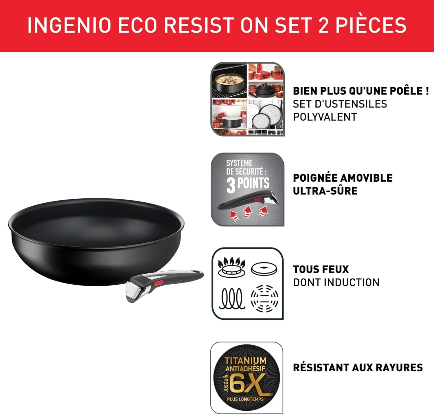 Detalle 2 de Tefal Ingenio Poêle Wok 28 cm