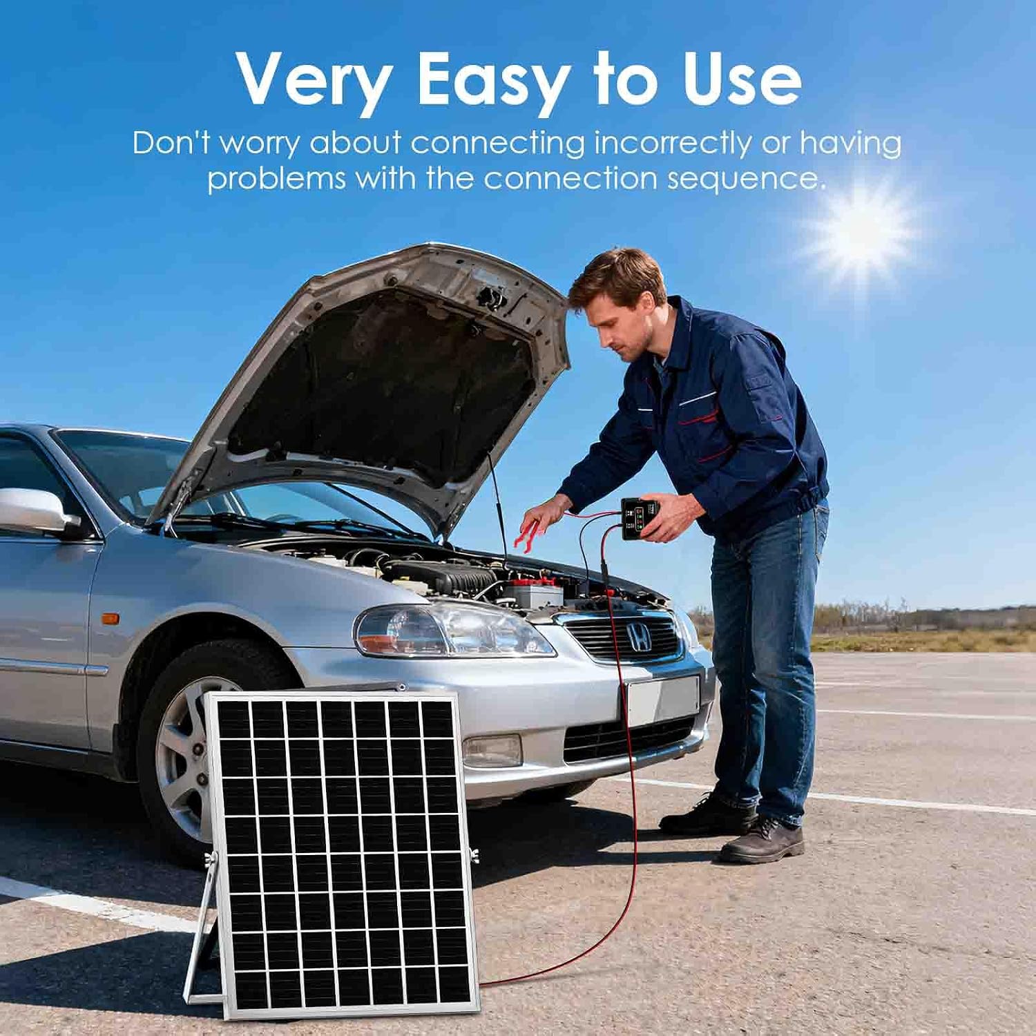 Detalle de ZZE ZZE_SBC_20 20W 12V Solar Battery Charger with MPPT and IP68 Protection
