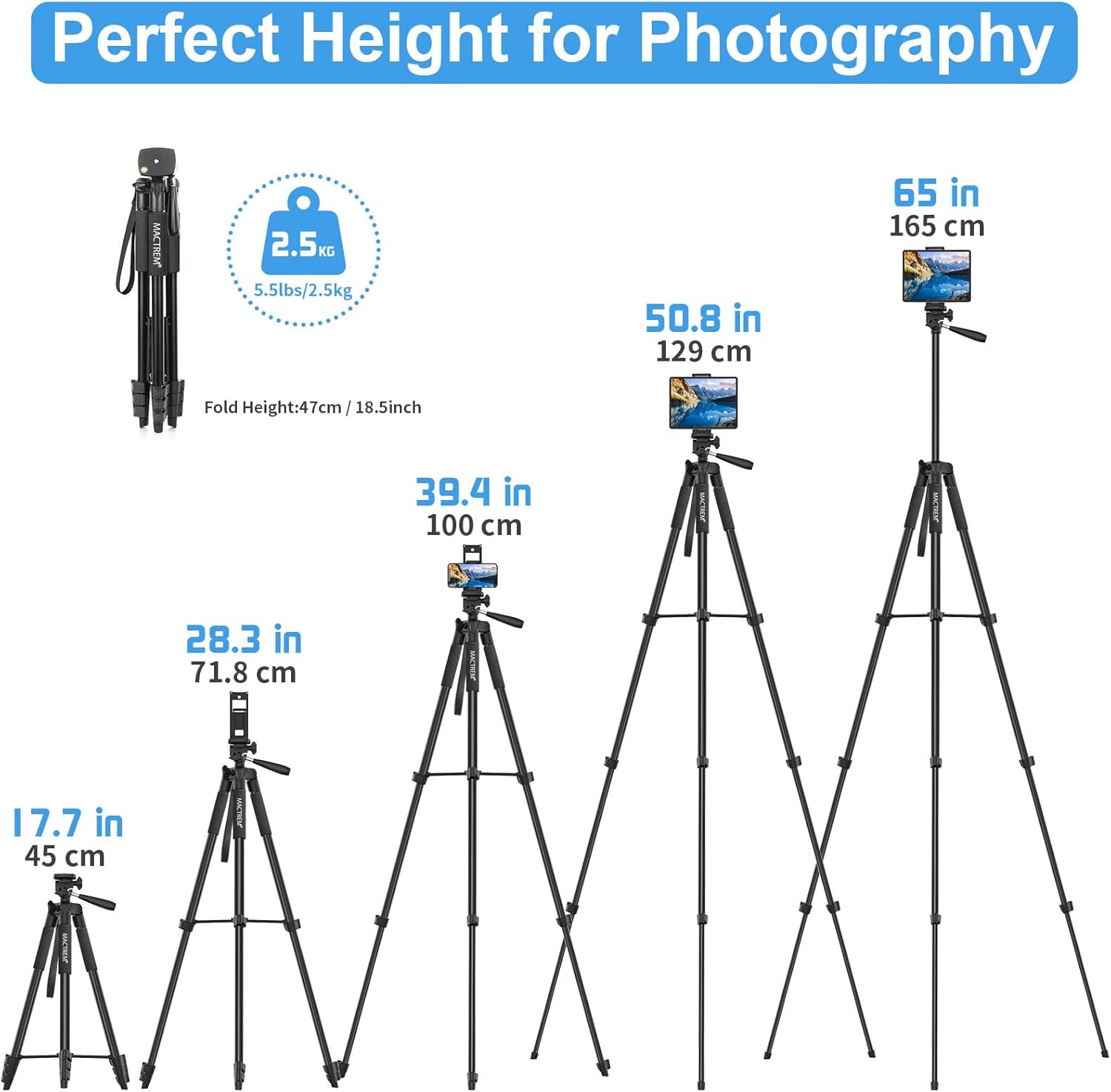 Thumbnail 3 de Phone Tripod 165cm lightweight tripod