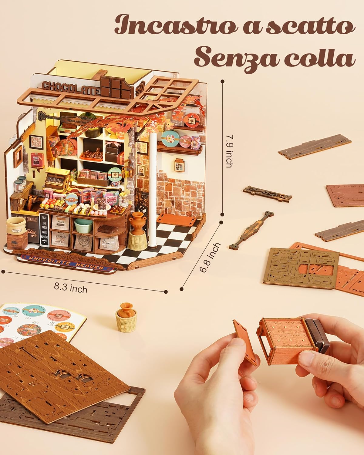 Detalle 2 de Rolife Miniature Casa Cioccolateria di Henry kit 330 pezzi