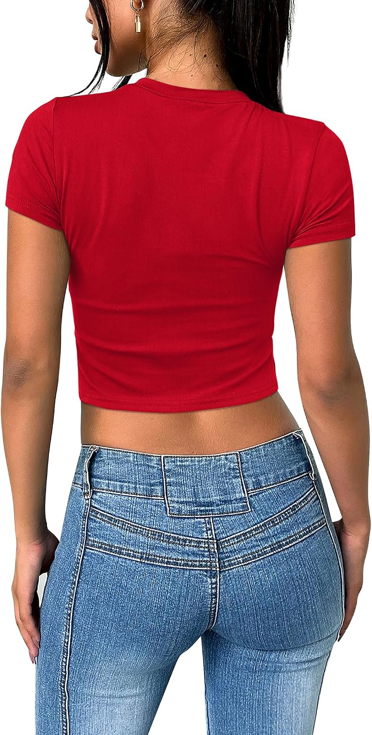 Detalle de SAMPEEL Crop Top T-Shirts, Slim Fit